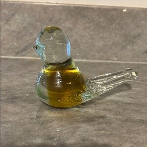 Vintage hand blown Glass Bird with Amber to Clear Accents